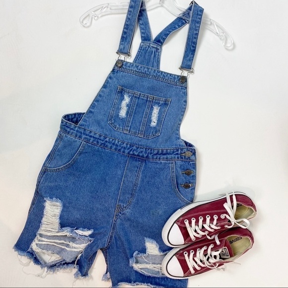 Rockn Rev Jean Overall distressed shorts size 2 - Picture 1 of 13